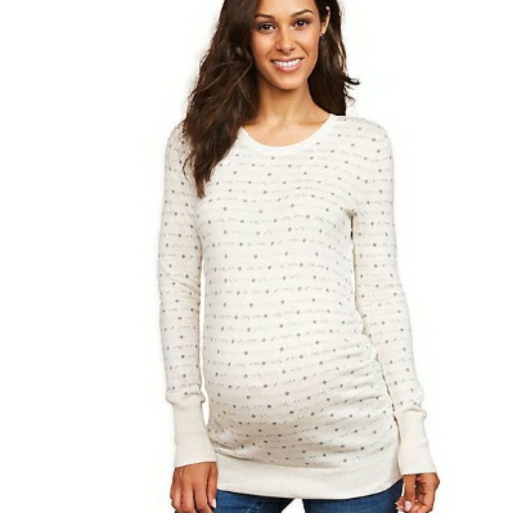 Motherhood white sweater with ruching on side